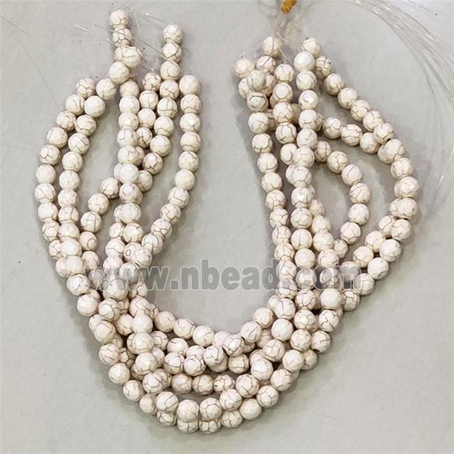 white synthetic Turquoise beads, faceted round