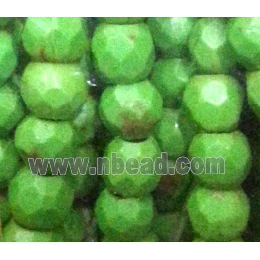 green synthetic Turquoise beads, faceted round