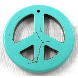 peace sign, Chalky Turquoise Pendant, stabilized