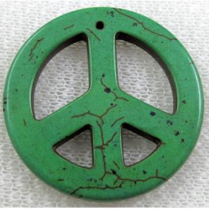 green Turquoise Peace sign, pendant, dye