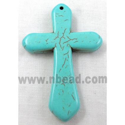 Chalky Turquoise, stabilized, Crosses Pendant