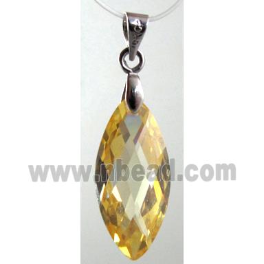 Cubic Zirconia pendant, golden