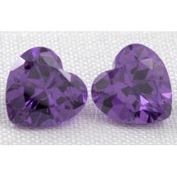 Cubic Zirconia heart diamond, purple