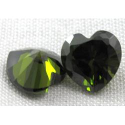 Cubic Zirconia heart diamond, dark-olive