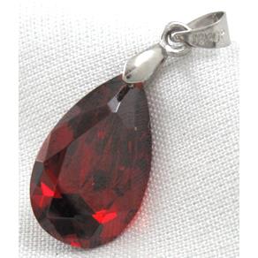 Cubic Zirconia drip diamond pendant, red