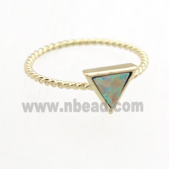 triangle Fire Opal Rings, copper, gold plated