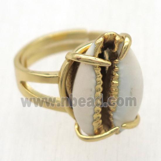 Conch shell Ring, copper, gold plated