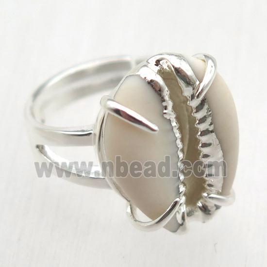 Conch shell Ring, copper, silver plated