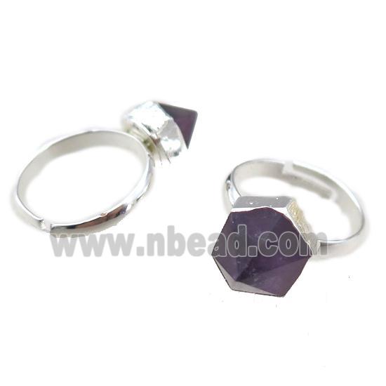 Amethyst Rings, silver plated