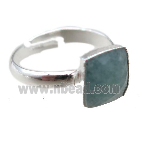 Amazonite Rings, square, silver plated
