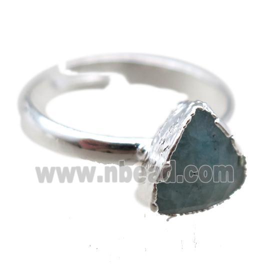 Amazonite Rings, triangle, silver plated