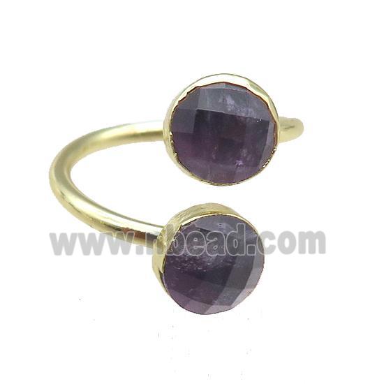Amethyst Rings, circle, gold plated