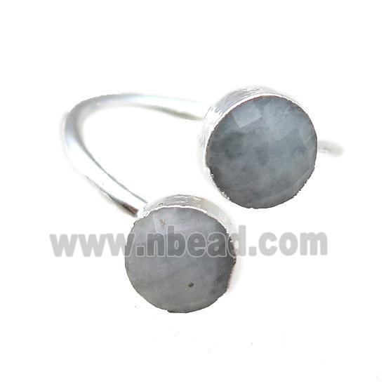 Aquamarine Rings, circle, silver plated