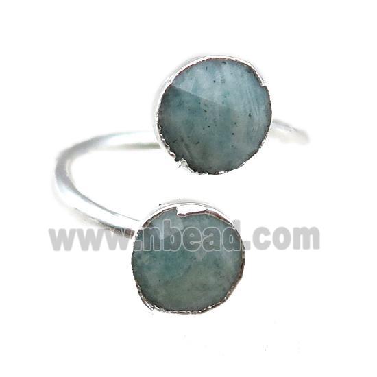 Amazonite Rings, circle, silver plated