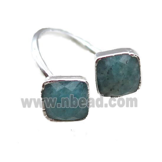 Amazonite Rings, square, silver plated