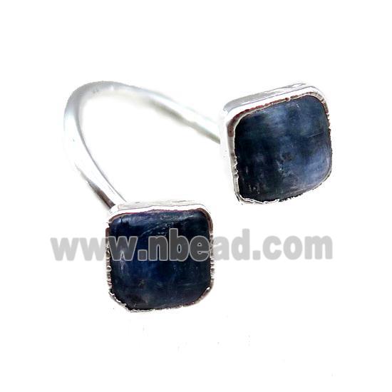 Kyanite Rings, square, silver plated