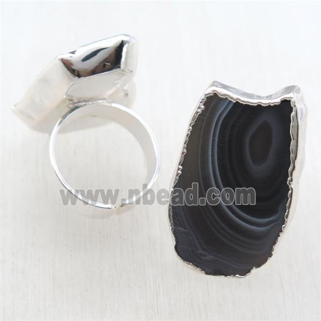 Botswana Agate Ring, silver plated