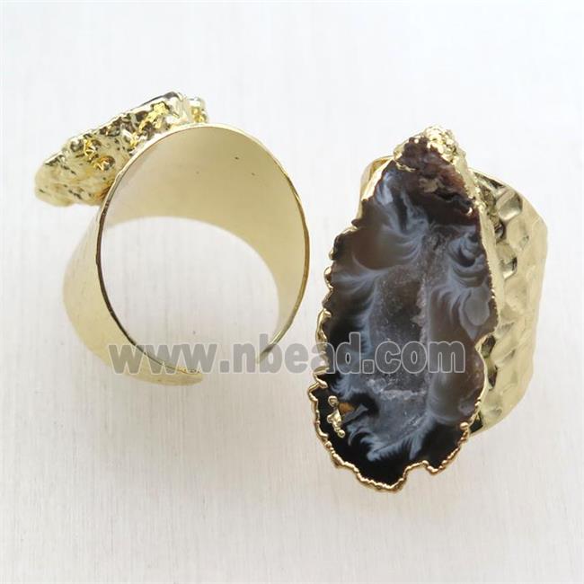 Agate Druzy Rings, gold plated