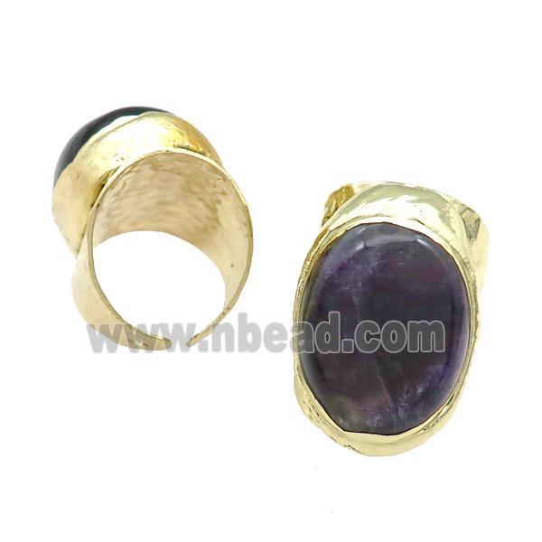 Copper Ring With Amethyst Gold Plated