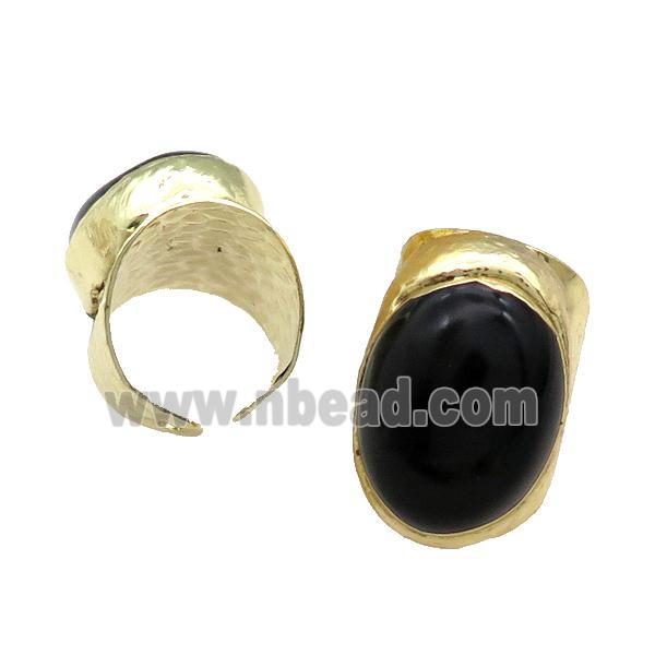 Copper Ring With Obsidian Gold Plated