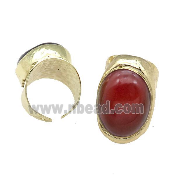 Copper Ring With Carnelian Gold Plated