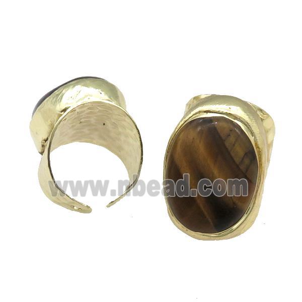 Copper Ring With Tiger Eye Stone Gold Plated