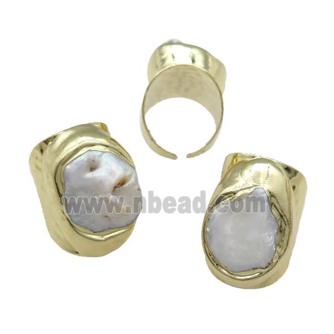 Copper Ring With Pearl Gold Plated