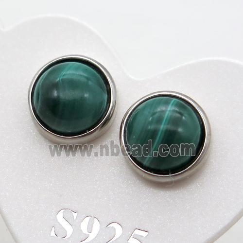 Sterling Silver Stud Earring with malachite