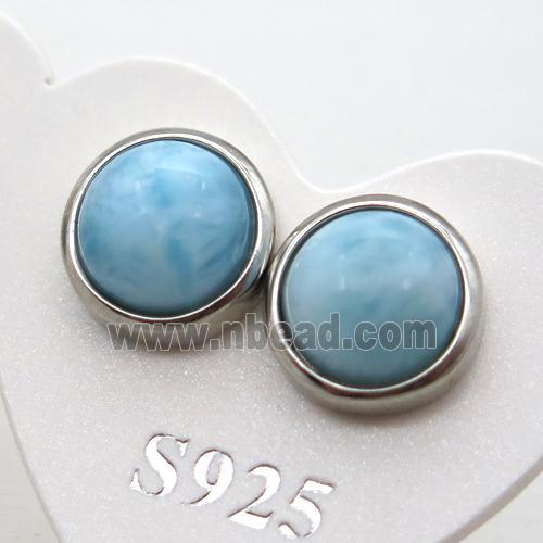 925 Sterling Silver Stud Earring with Larimar