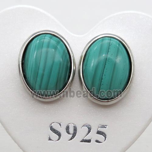 Sterling Silver Stud Earring with Malachite