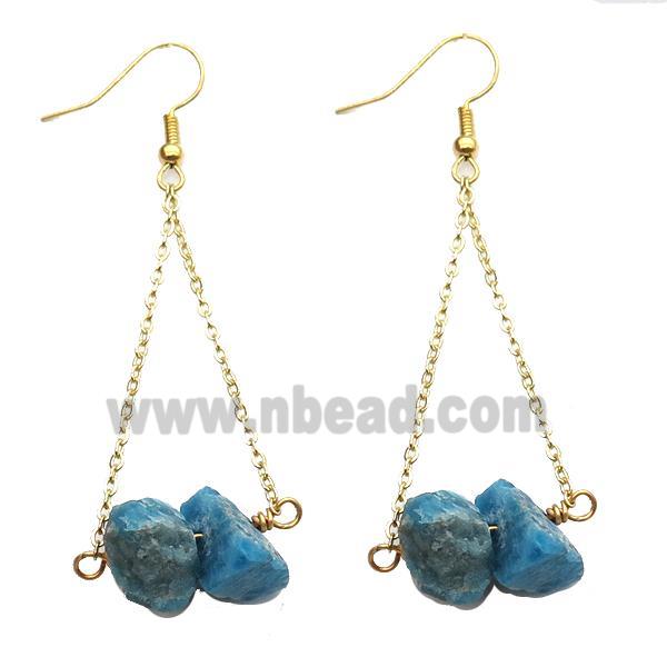 Blue Apatite Hook Earring Gold Plated