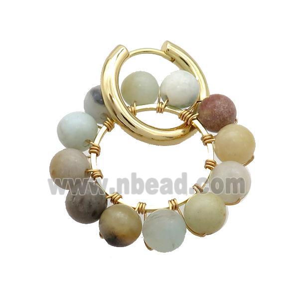 Amazonite Copper Hoop Earring Gold Plated