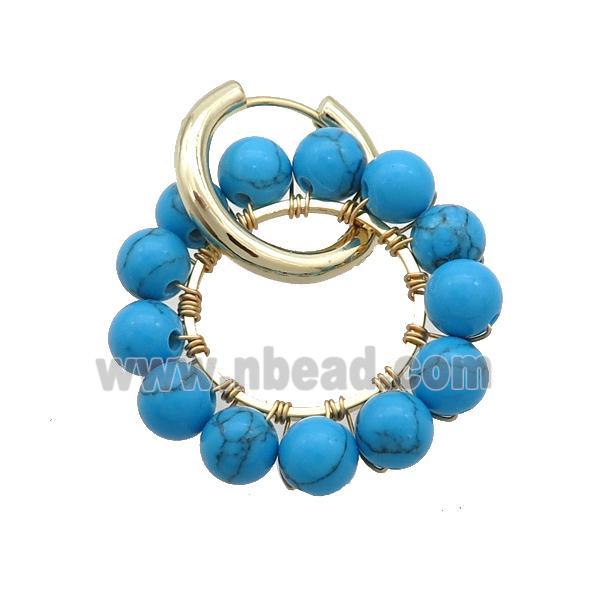 Bluedye Turquoise Copper Hoop Earring Gold Plated
