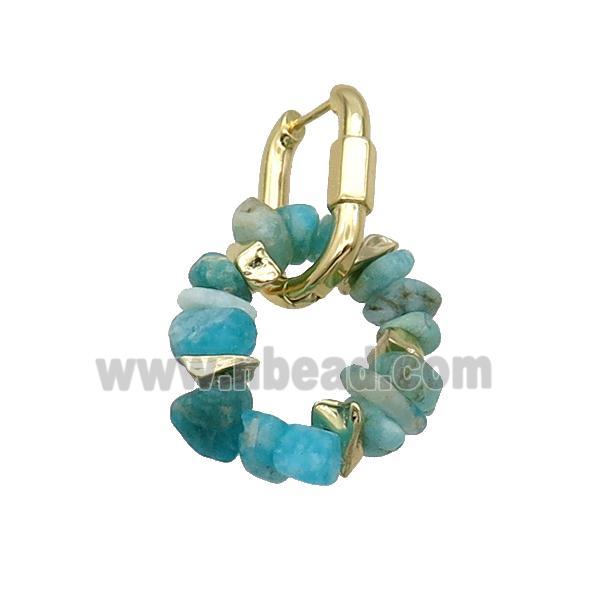 Green Amazonite Copper Latchback Earring Gold Plated