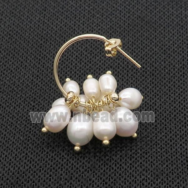 White Pearl Copper Stud Earring Gold Plated