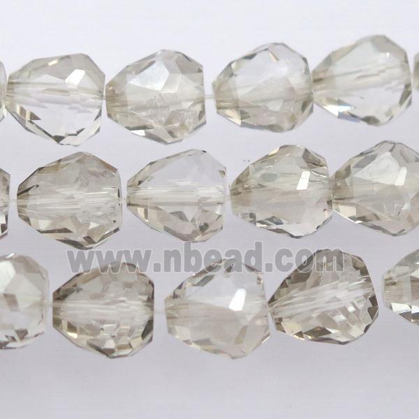 Chinese Crystal Glass Beads, faceted teardrop, smoky