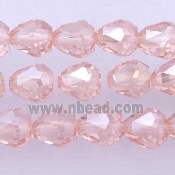 Chinese Crystal Glass Beads, faceted teardrop, pink