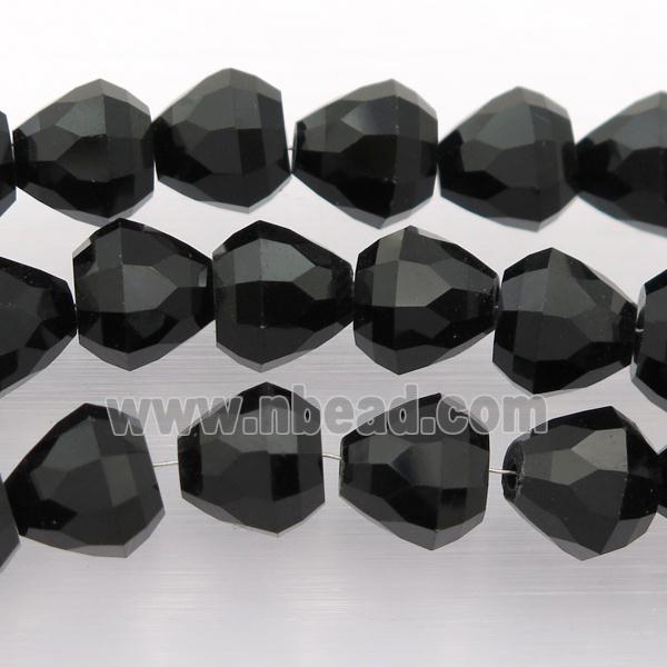 Chinese Crystal Glass Beads, faceted teardrop, BLACK