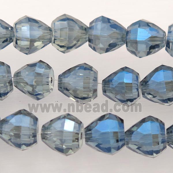 Chinese Crystal Glass Beads, faceted teardrop, grayblue