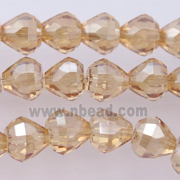 Chinese Crystal Glass Beads, faceted teardrop, champagne