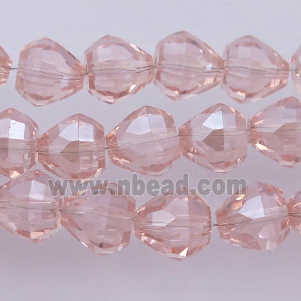 Chinese Crystal Glass Beads, faceted teardrop, pink