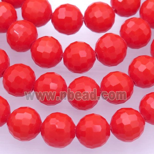 red Chinese Crystal Glass Beads, faceted round