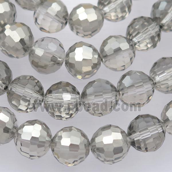 Chinese Crystal Glass Beads, faceted round, half silver