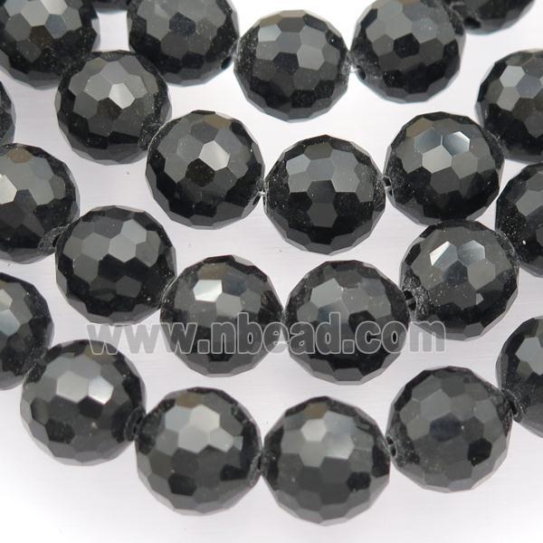 black Chinese Crystal Glass Beads, faceted round