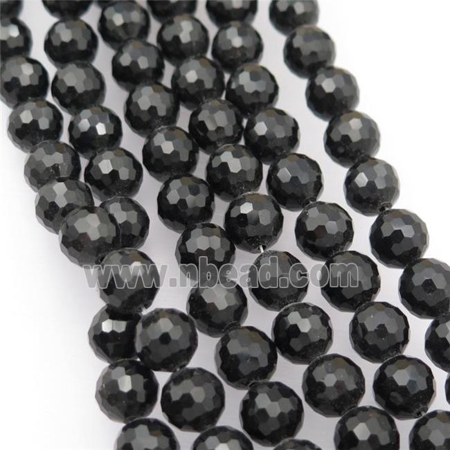 black Chinese Crystal Glass Beads, faceted round