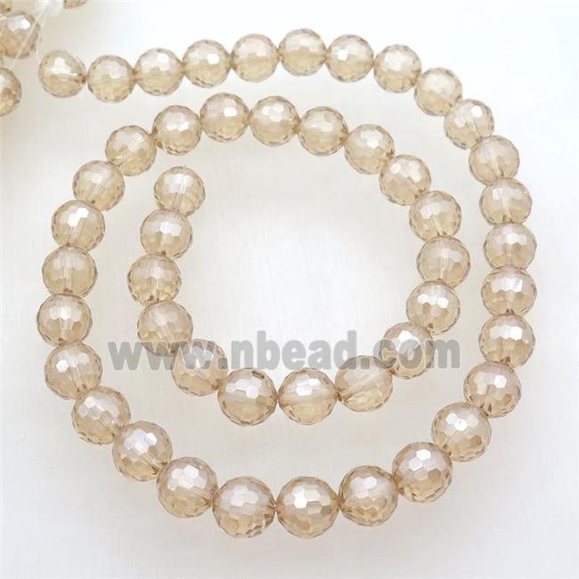 Chinese Crystal Glass Beads, champagne, faceted round