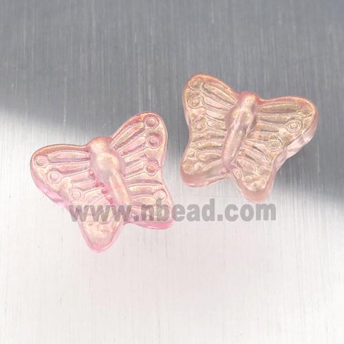 pink crystal glass butterfly beads