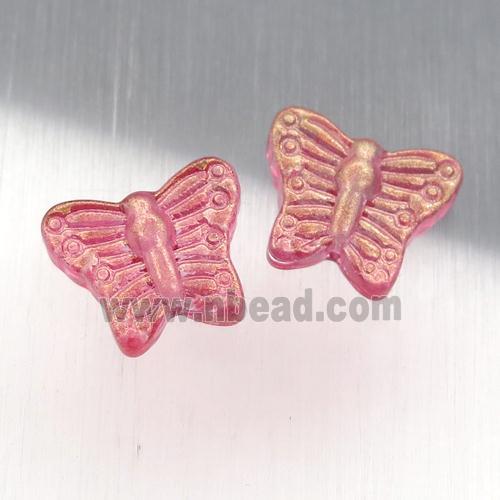 red crystal glass butterfly beads, electroplated
