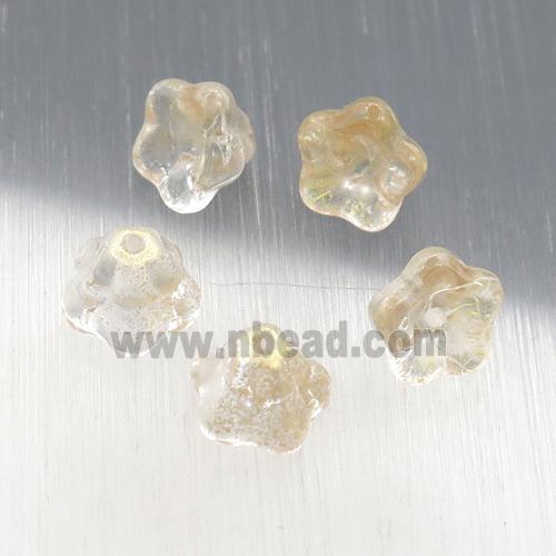crystal glass flower beads, yellow