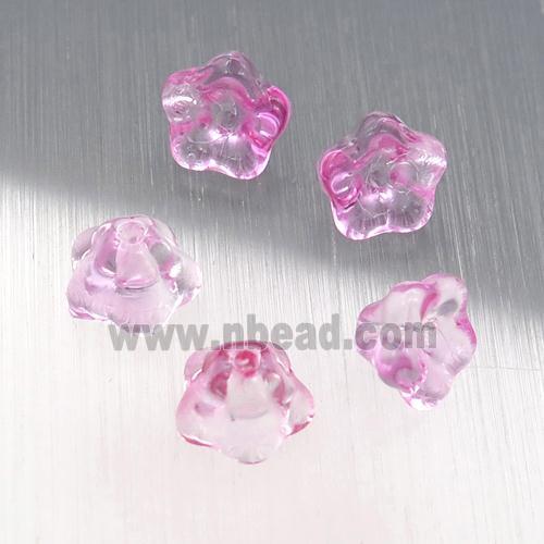 crystal glass flower beads, hotpink
